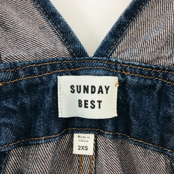 Sunday Best Utility Cargo Denim Straight Leg Overalls Size XXS - Picture 5 of 10